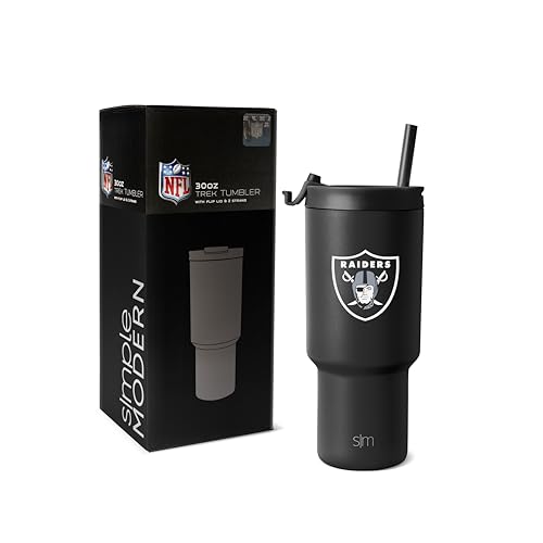 Simple Modern Officially Licensed NFL Oakland Raiders 30 oz Tumbler with Flip Lid and Straws | Insulated Cup Stainless Steel | Gifts for Men Women | Trek Collection | Oakland Raiders