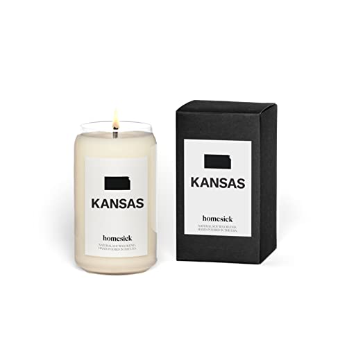 Homesick Premium Scented Candle, Kansas - Scents of Lime, Grass, Cotton, 13.75 oz, 60-80 Hour Burn, Natural Soy Blend Candle Home Decor, Relaxing Aromatherapy Candle