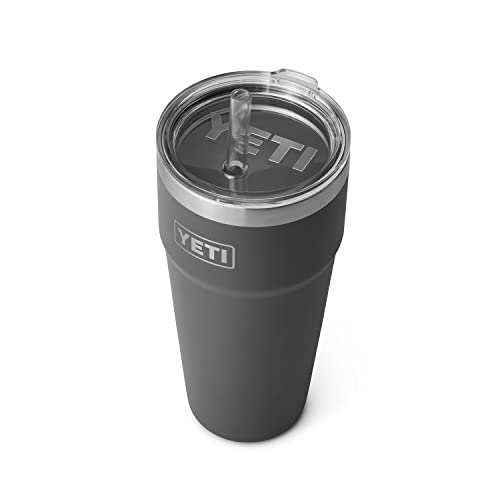 YETI Rambler 26 oz Straw Cup, Vacuum Insulated, Stainless Steel with Straw Lid, Charcoal