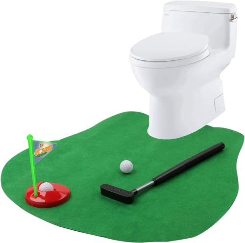 GOODLYSPORTS Toilet Golf Game- Practice Mini Golf in Any Restroom/Bathroom - Great Toilet Time, Funny White Elephant Gag Gifts for Golfer, Golf Gifts for Men.