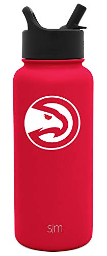 Simple Modern Officially Licensed NBA Atlanta Hawks Water Bottle with Straw Lid | Vacuum Insulated Stainless Steel 32oz Thermos | Summit Collection | Atlanta Hawks