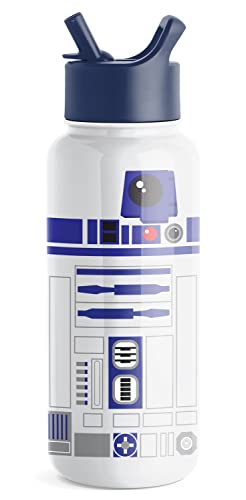 Simple Modern Star Wars R2D2 Water Bottle with Straw Lid Vacuum Insulated Stainless Steel Metal Thermos | Gifts for Women Men Reusable Leak Proof Flask | Summit Collection | 32oz R2D2