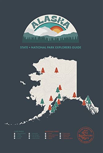 Alaska State Parks Bucket List Poster, Gorgeous Map of Alaska Featuring State and National Parks, Great Travel Alaska Gift, Alaska State Map, 12x18”, Alaska Pushpin Map, Christmas Gifts for Men