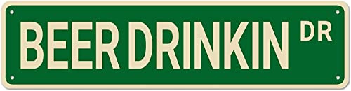 Metal Tin Signs BEER DRINKIN DR Funny metal Signs Vintage Sign Retro Tin Signs Aluminum Metal Sign for Bedroom Kitchen Garden Wall Bab Club Coffee Hanging Sign Home Decor 4×16Inch