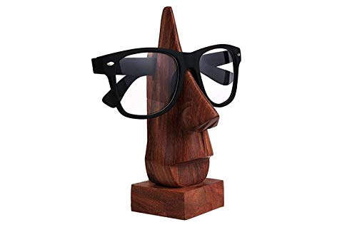 WhopperOnline classic hand made sheesham wood nose shaped Spectacle / Eyeglass display holder stand decorative for home and office (Brown, 6 inch), Birthday and Thanksgiving witty item for loved ones
