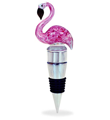 Cheers Flamingo Glass Wine Stopper - Elegant Wine Bottle Stopper, Tropical Bar Accessories for Men and Women, Reusable Wine Bottle Stopper, Perfect Kitchen Wine Decor and Wine Bottle Stopper Gift