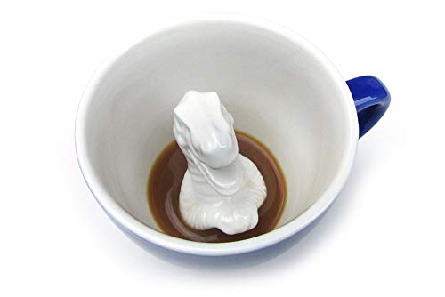 Creature Cups T-REX Ceramic Cup (11 Ounce, Cobalt Blue) - Hidden 3D Animal Inside Mug Emerges As You Drink - Holiday and Birthday Drinkware Gift for Dinosaur, Coffee & Tea Lovers
