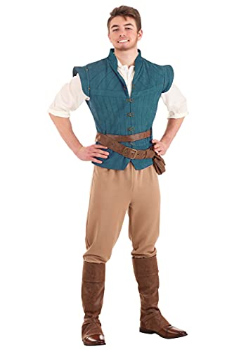 Fun Costumes Disney's Tangled Flynn Rider Costume Adult Mens, Official Blue & Tan Hero Explorer Halloween Outfit Large
