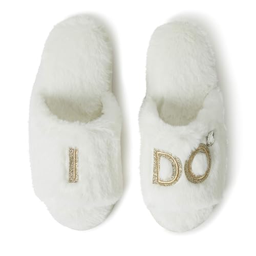 Dearfoams Women's Bride and Bridesmaid Gifts I Do Crew Slippers for Wedding and Bachelorette Party, Medium
