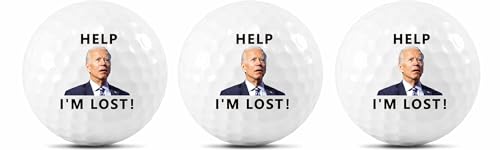 Lymhy 3 Pack Biden Golf Balls Funny Confused Joe Biden Help I'm Lost Cute Novelty Golf Balls Gifts