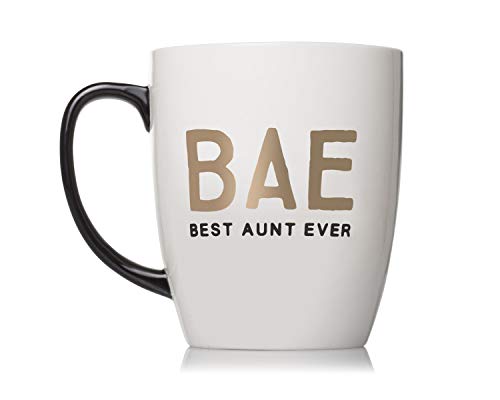 Pearhead Bae Best Aunt Ever Ceramic Mug, Aunt Coffee Mug, Best Aunt Gifts, White