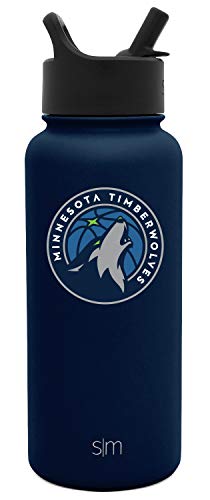 Simple Modern Officially Licensed NBA Minnesota Timberwolves Water Bottle with Straw Lid | Vacuum Insulated Stainless Steel 32oz Thermos | Summit Collection | Minnesota Timberwolves