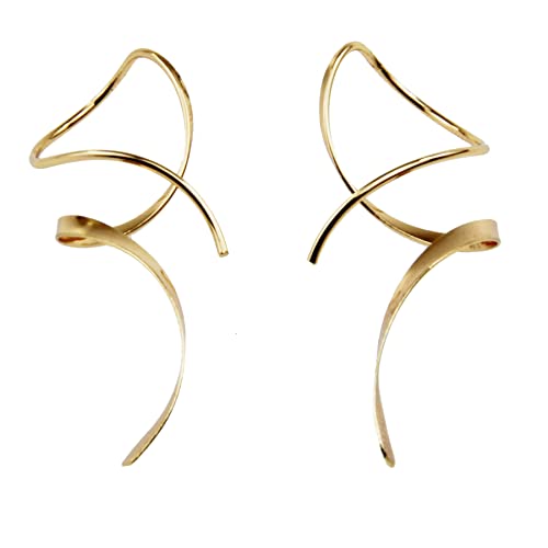 Earrings for Women Spiral threader earrings 14K gold earrings hand bent dangle earrings for women，suitable for gift giving, perfect for your birthday party, Christmas, gift giving.