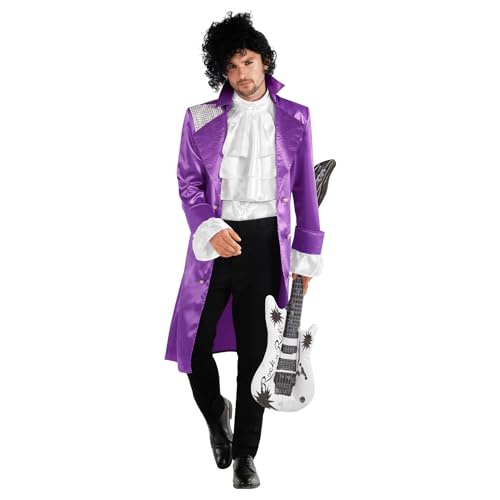 Morph Purple Rain Costume Adult Jacket And Wig Purple Pop Star Costume Men Musician Costume Adult Halloween Costumes For Men XL