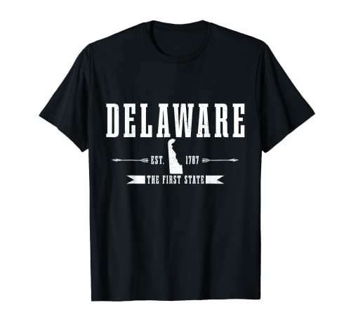 Delaware Est. 1787 The First State Pride State Map Vintage T-Shirt
