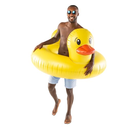 BigMouth Inc. Giant Duck Pool Float, Over 4' Wide, Inflatable Floatie Tube, Blow Up Swim Ring, Outdoor Summer Pool Party Water Toy