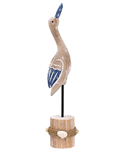 The Bridge Collection Rustic Whitewashed Standing Sea Bird Figure - Shore Bird Statue Tabletop Beach Decor for Lake House, Nautical, Coastal Decor - Oceanside Decor Accents for Home