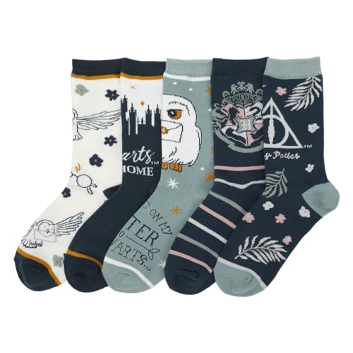 Harry Potter Home At Hogwarts 5-Pair Women's Casual Crew Socks