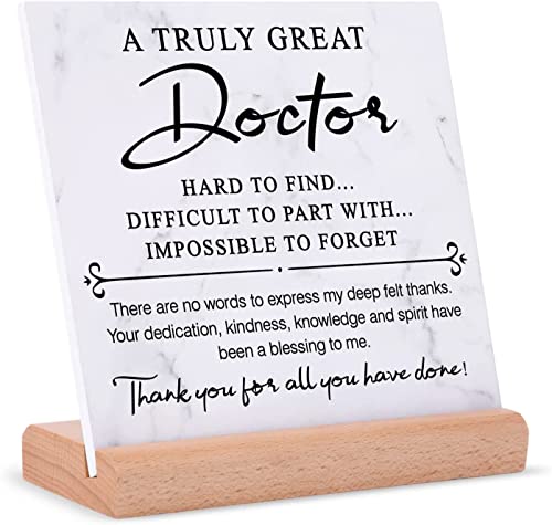 Gifts for Doctor, Appreciation Gifts for Doctor, Thank You Gift for Doctor Plaque with Wooden Stand, Thank You Doctor Gifts for Christmas, Retirement, Birthday