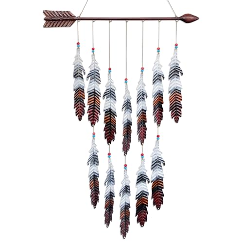VinSees Metal Arrow & Feather Wall Art Decor, Native American Indian Style Wall Decorations, Arrow Western Wall Decor, Wind Chime Pendants, Thanksgiving Gift, American Indian Decoration