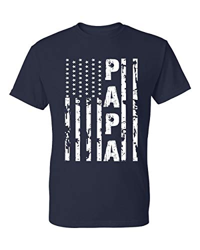 Kropsis Papa Vintage American Flag Men's T-Shirt, XL, Navy