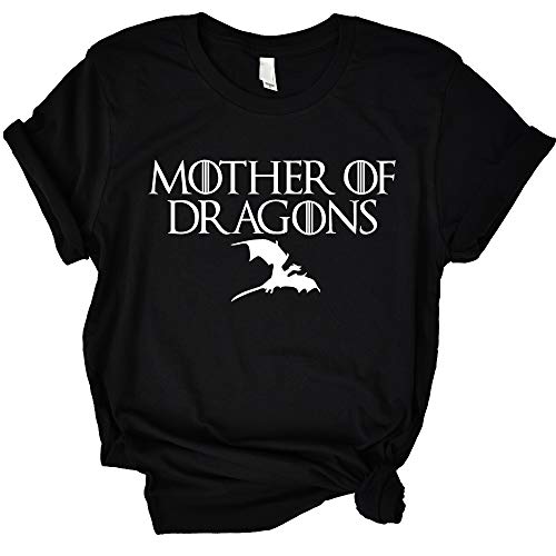 ANRevelinCN Unisex Cotton Round Neck Short Sleeved T-Shirts Mother of Dragons T-Shirts Game of Thrones (Black,XL)