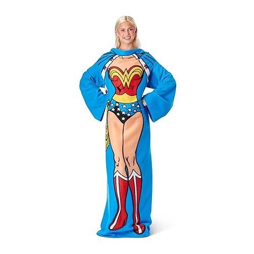 Northwest Wonder Woman Adult Silk Touch Comfy Throw Blanket with Sleeves, 48' x 71'