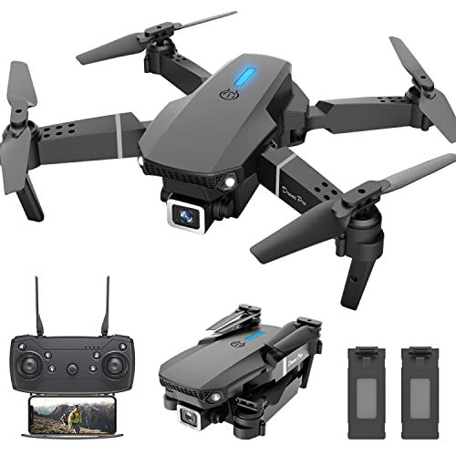 Foldable Quadcopter Drone with Camera - For Kids and Beginners, Altitude Hold, Gestures, 360° Flips, 2 Batteries