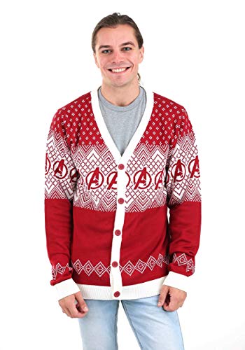 Adult Marvel Avengers Ugly Christmas Cardigan Sweater Red