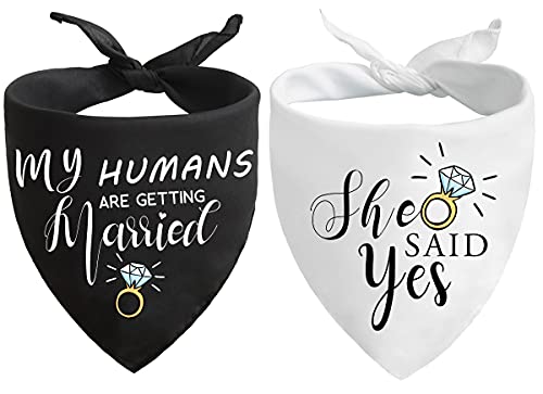 Engagement Gifts, My Humans are Getting Married She Said Yes Dog Bandana for Wedding Engagement Photos, Bridal Shower Gift,Dog Wedding Outfit, Dog Engagement Announcement, Bride to Be Gifts
