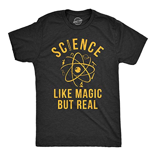 Mens Science Like Magic But Real Tshirt Funny Nerdy Teacher Tee Mens Funny T Shirts Nerd T Shirt for Men Funny Science T Shirt Novelty Tees for Men Black L