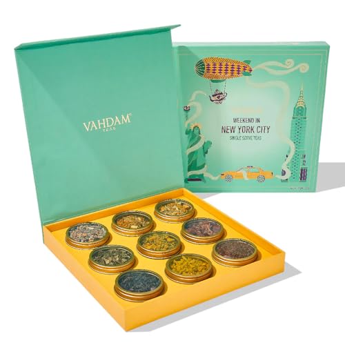VAHDAM, Weekend In New York Tea Gift Set - 9 Tea Varieties | Mothers Day Gifts From Daughter & Son | Travel Edition Gift Box | Natural Ingredients Luxury Tea Set | Mom Gifts, Gifts for Mom