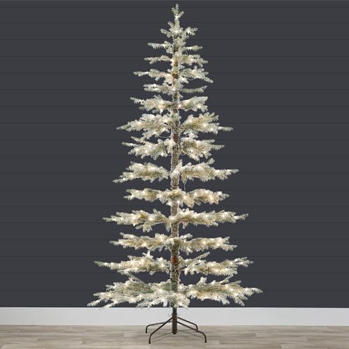 Best Choice Products 6ft Pre-Lit Sparse Christmas Tree, Artificial Flocked Pine Holiday Décor w/ 880 Branch Tips, 200 2-in-1 Multicolor LED Lights, Cordless Connection, Metal Stand