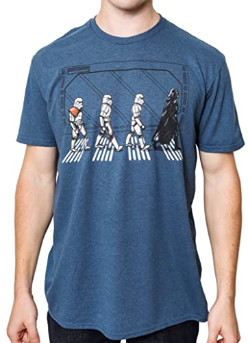 STAR WARS Death Star Road Stormtrooper Crossing Mens T-Shirt (Indigo Heather Black, Large)