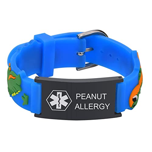 Kids Personalized Medical ID Bracelet-Silicone Autism Allergy Seizure Cute ID Wristband with Medical Alert Badge for Kids Toddler Children in Case of Emergency Bracelets if Lost (5.1''-6.5'')