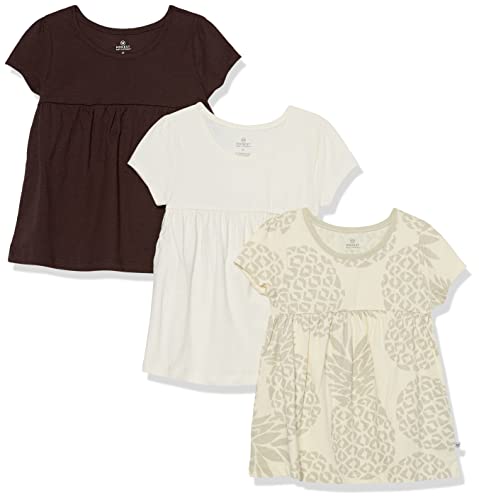 HonestBaby Multipack Short Sleeve T-Shirt Tee 100% Organic Cotton Infant Baby, Toddler, Little Kids Boys, Girls, Unisex (Legacy), 3-Pack Pineapple Leaf, 4T