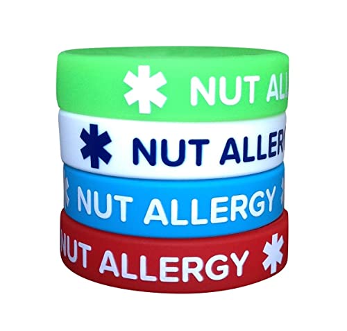 IDmed Nut Allergy Medical Alert Silicone Bracelets 7.1' inches for Kids Teens ICE Wristband