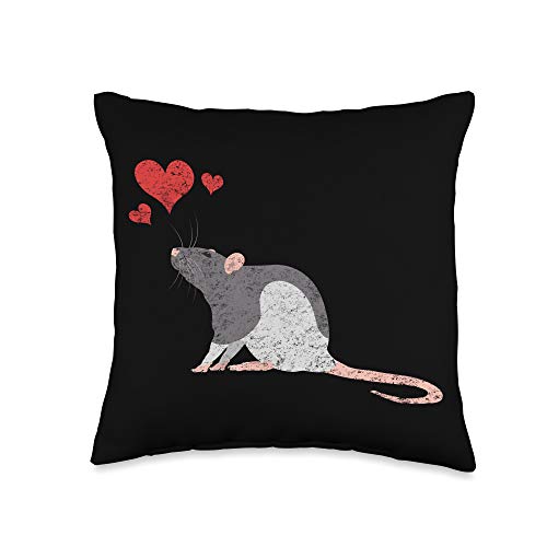 Pet Rat Gift Apparel Cute Rat Lover Heart Beat Rodent Gift Throw Pillow, 16x16, Multicolor
