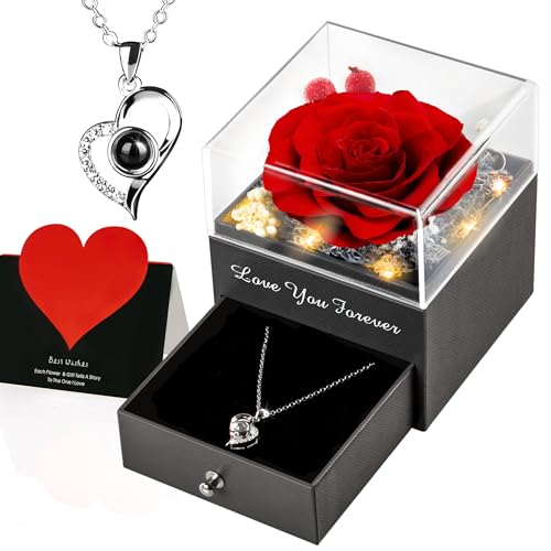 BAOBICUTE Preserved Real Roses Gifts for Mom Wife Girlfriend Her on Anniversary Mother's day with I Love you for Valentines Day Anniversary Christmas Birthday Gifts for Women