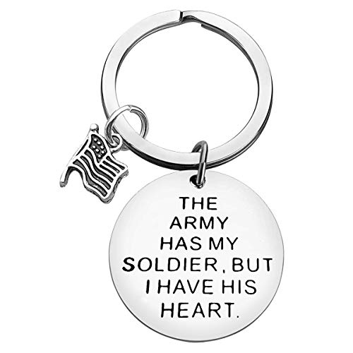 For Military Mom Wife Gift Keychain Deployment Gift Military Gift Air Force Gift for Husband Boyfriend The Army Has My Soldier,but I Have His Heart Key Chain Birthday Graduation Gift Army Keychain