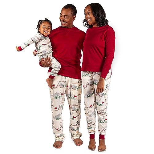 Burt's Bees Baby Baby Toddler 2-Piece Family Jammies Matching Holiday Organic Cotton Pajamas, Santa's Sleigh, 5T