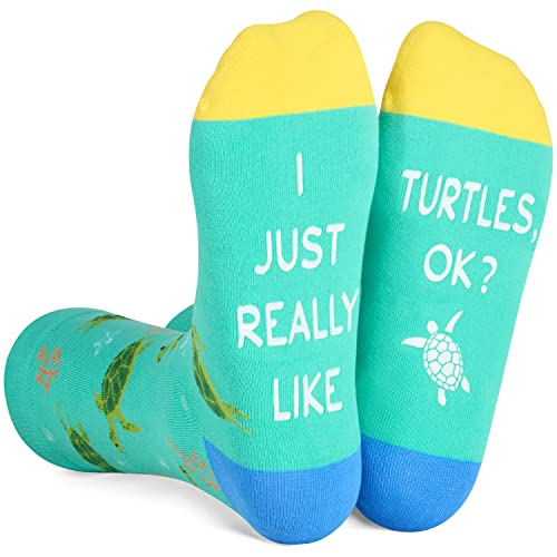 HAPPYPOP Funny Turtle Gifts for Women Men Sea Turtle Gifts Ocean Gifts for Women Men Girls, Unisex Turtle Socks Sea Turtle Socks