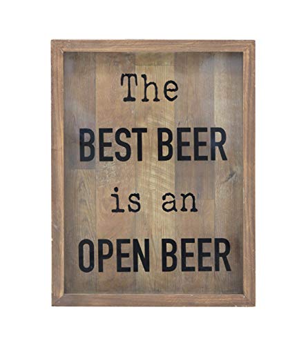 Parisloft Decorative Wood Framed Shadow Box Sign - Best Beer is an Open Beer (Brown)
