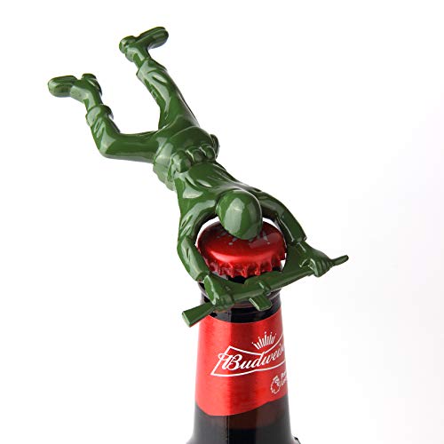 Creative 3D Army Man Bottle Opener,Unique Easy Opening Bottle Opener for Beer and beverage （Green ）