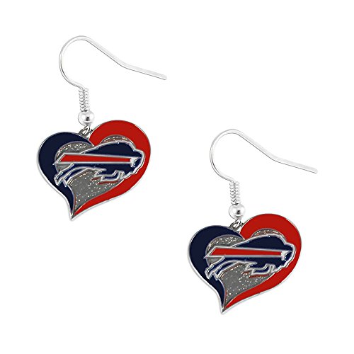 aminco NFL Buffalo Bills Swirl Heart Earrings, multicolor, one size (637-NFL-SH-DE-BB)