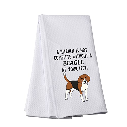 PWHAOO Funny Beagle Dog Kitchen Towel A Kitchen is Not Complete Without A Beagle Kitchen Towel Beagle Lover Gift (Without A Beagle T)