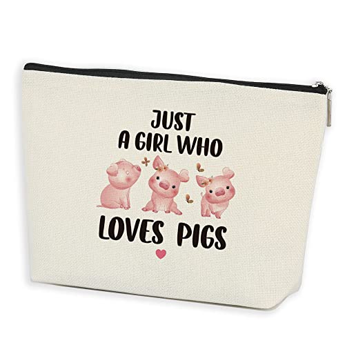 Azteoiz Pig Decor Pig Gifts for Girls Women Pig Makeup Bag Pig Gifts for Pig Lovers Birthday Gifts For Her Best Friend Sister Animal Lovers - Just A Girl Who Loves Pigs Pig Bag Pig Purse Pouch