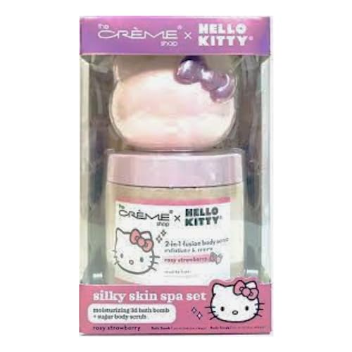 The Creme Shop Hello Kitty Silky Skin Spa Set - Bath Bomb & Body Scrubs for Radiant Silky Skin - Moisturizing Bath Bomb & Sugar Body Scrub - Indulge in Your At-Home Spa Kit – STRAWBERRY