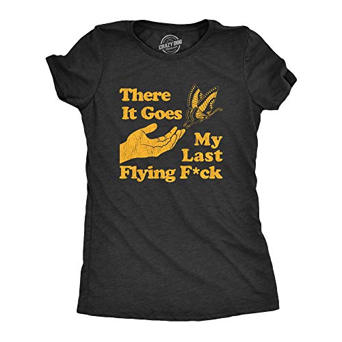 Womens There Goes My Last Flying F*ck Tshirt Funny Sarcastic Tee Funny Womens T Shirts Sarcastic T Shirt for Women Funny Sarcastic T Shirt Women's Novelty Black - S