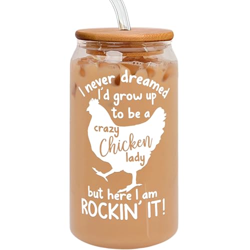 Chicken Gifts - Chicken Gifts for Women - Chicken Themed Gifts - Chicken Lover Gifts, Chicken Lady Gifts, Chicken Mom Gifts - Chicken Farmer Gifts, Chicken Themed Gifts Women - 20 Oz Can Glass